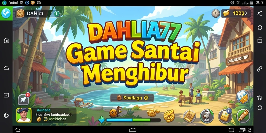 Tampilan gameplay DAHLIA77 yang ceria dan penuh warna.