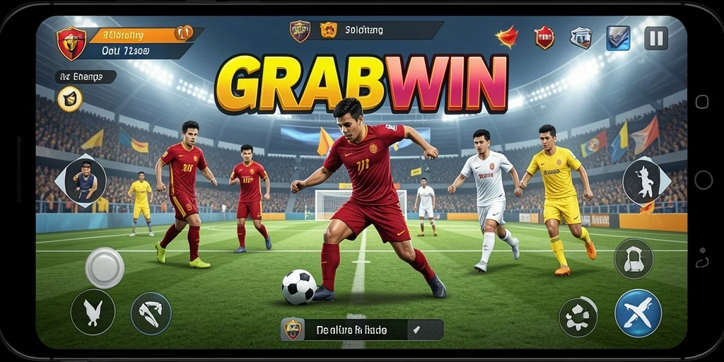 Tampilan gameplay seru dari GRABWIN yang menampilkan aksi olahraga.