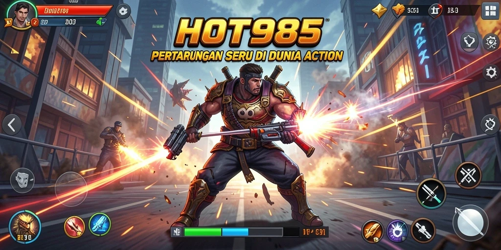 Gameplay HOT985 menampilkan aksi pertarungan yang mendebarkan.