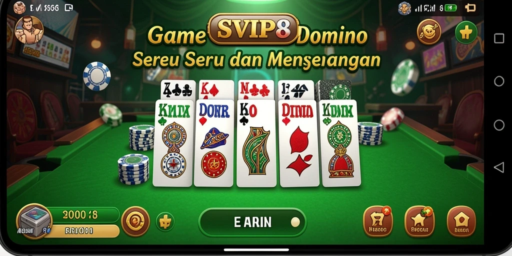 Screenshot SVIP8 menampilkan gameplay seru dari permainan Domino.
