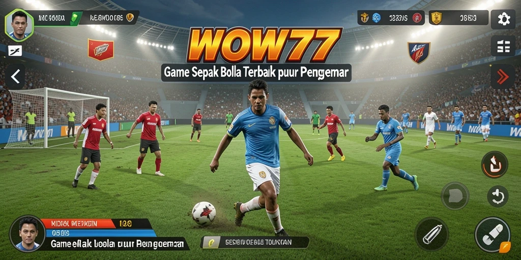 Tampilan gameplay WOW77 yang mendebarkan dengan aksi sepak bola seru.